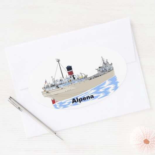 Grote Meren, vrachtschip Alpena Ovale Sticker (Envelop)