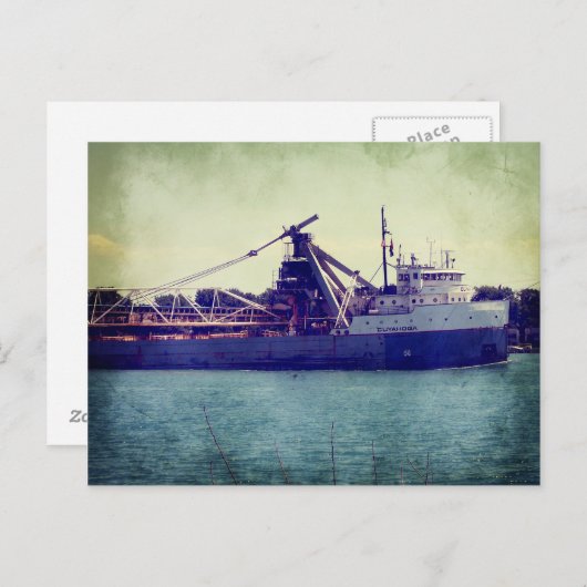 Grote Meren, vrachtschip Briefkaart (Voorkant / Achterkant)