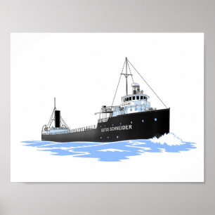 Grote Meren vrachtschip Cletus Schneider laatste c Poster