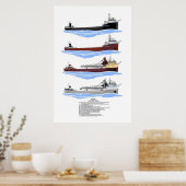 Grote meren, vrachtschip Cuyahoga, geschiedenis Poster (Keuken)