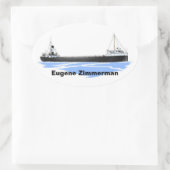 Grote Meren, vrachtschip Eugene Zimmerman Ovale Sticker (Tas)