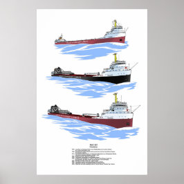 Grote meren, vrachtschip Frontenac, geschiedenis Poster