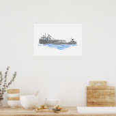 Grote Meren, vrachtschip George A. Sloan grijs Poster (Keuken)