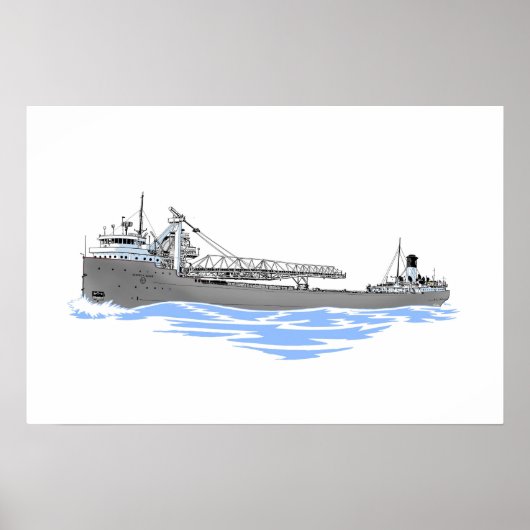 Grote Meren, vrachtschip George A. Sloan grijs Poster (Voorkant)