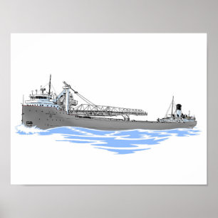 Grote Meren, vrachtschip George A. Sloan grijs Poster