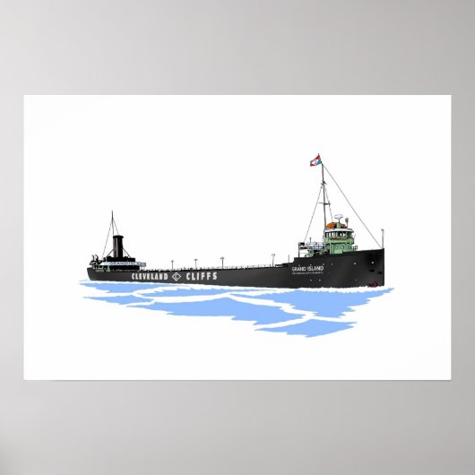 Grote Meren, vrachtschip, Grand Island Poster (Voorkant)