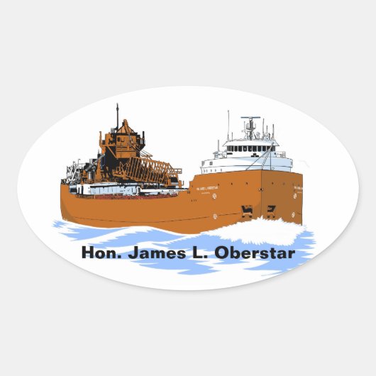 Grote meren vrachtschip Hon. James L. Oberstar Ovale Sticker (Voorkant)