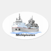 Grote Meren, vrachtschip Michipicoten Ovale Sticker (Voorkant)