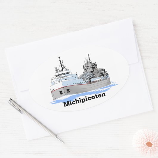 Grote Meren, vrachtschip Michipicoten Ovale Sticker (Envelop)