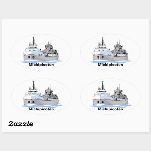 Grote Meren, vrachtschip Michipicoten Ovale Sticker (Vel)