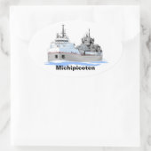 Grote Meren, vrachtschip Michipicoten Ovale Sticker (Tas)