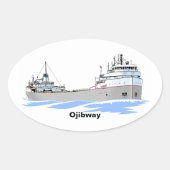 Grote Meren, vrachtschip Ojibway Ovale Sticker (Voorkant)