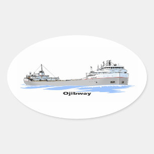 Grote Meren, vrachtschip Ojibway Ovale Sticker