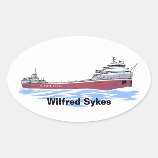 Grote meren, vrachtschip Wilfred Sykes, recht dek Ovale Sticker (Voorkant)
