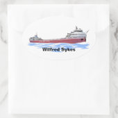 Grote meren, vrachtschip Wilfred Sykes, recht dek Ovale Sticker (Tas)
