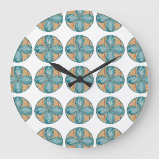 Grote met Turquoise Flower Design Klok