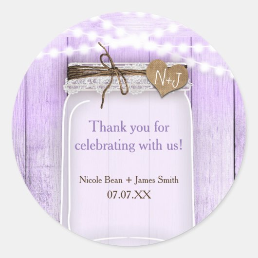 Grote Metselaars Pot & Lavendel Paarse Rustieke Fa Ronde Sticker (Voorkant)