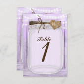 Grote Metselaars Pot & Lichtjes Lavendel Tafelnumm Kaart (Voorkant / Achterkant)