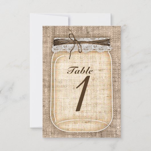 Grote Metselaarsglas & Jute Kant Rustieke Tafel Nu Kaart (Voorkant)