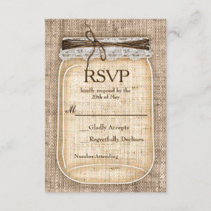 Grote Metselwerkpot & Jute Kant Rustieke Trouw-RSV RSVP Kaartje