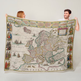 Grote middeleeuwse kaart van Europa (door Willem B Fleece Deken