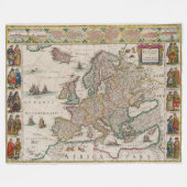 Grote middeleeuwse kaart van Europa (door Willem B Fleece Deken (Voorkant (Horizontaal))