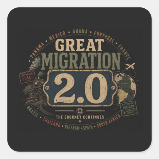 Grote Migratie 2.0 Vierkante Sticker (Voorkant)