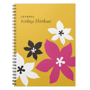 Grote moderne bloem, geel bloesblad notitieboek