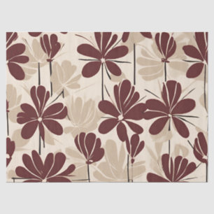 Grote Moderne Maroon Beige Wildflower Tissuepapier