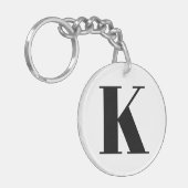 Grote moderne, minimalistische letter K Sleutelhanger (Voorkant Links)