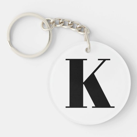 Grote moderne, minimalistische letter K Sleutelhanger (Voorkant)