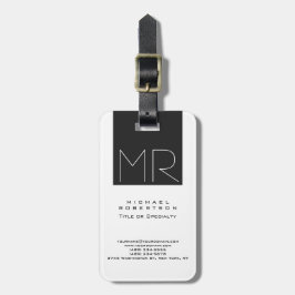 Grote moderne monogram Professional Bagagelabel