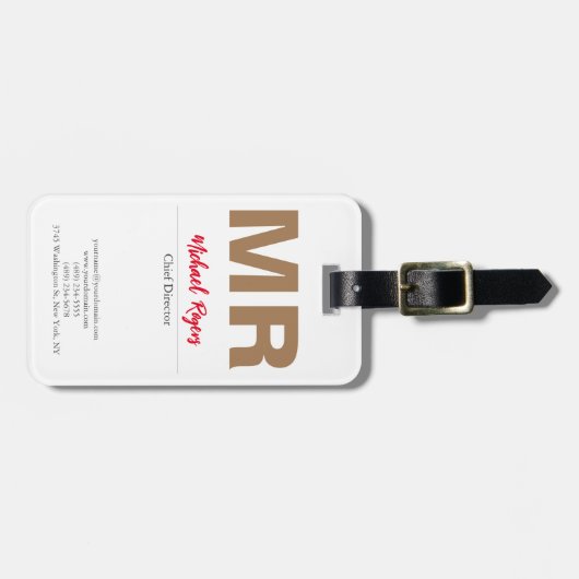 Grote moderne monogram Professional Bagagelabel (Voorkant horizontaal)