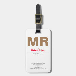Grote moderne monogram Professional Bagagelabel