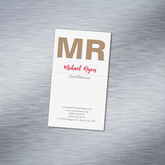 Grote moderne monogram Professional Magnetisch Visitekaartje (Voorbeeld)
