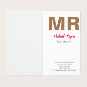 Grote moderne monogram Professional Visitekaartje (Buitenkant ongevouwen)