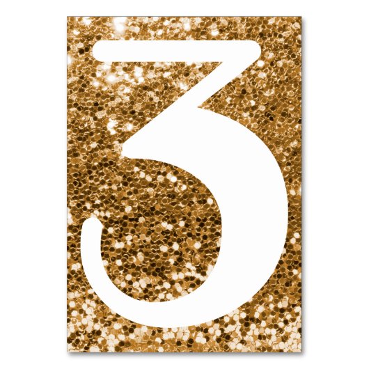 Grote Moderne Nummer Nep Goud Glitter Kaart (Voorkant)