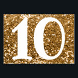 Grote Moderne Nummer Nep Goud Glitter Kaart<br><div class="desc">Maak je eigen trouwtafel nummers met horizontale indeling.
Je kan een ander lettertype of kleur kiezen om bij je trouwset of speciale gelegenheid te passen.
Nep goud confetti stijl glitter met een wit nummer.
Gouden glitter trouw.</div>