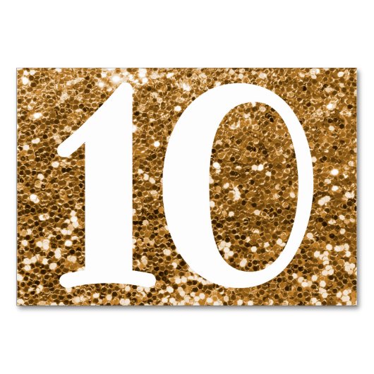 Grote Moderne Nummer Nep Goud Glitter Kaart (Voorkant)