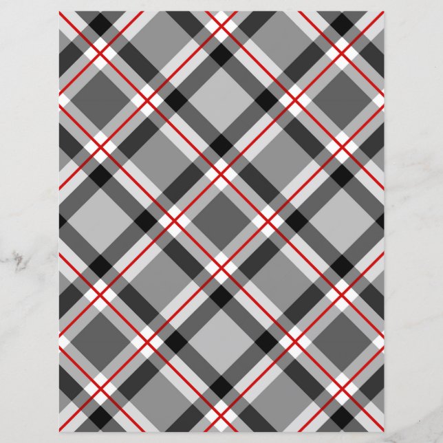 Grote moderne ruit, zwart, wit, grijs en rood (Voorkant)