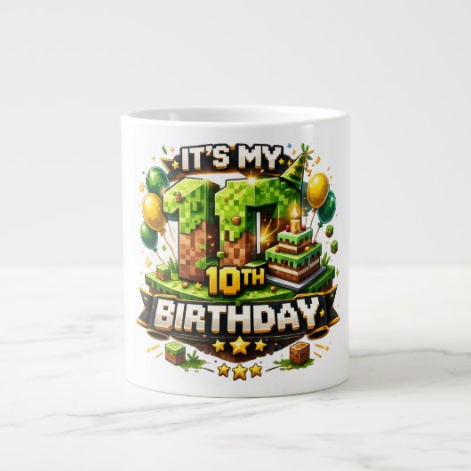 Grote mok 10e verjaardag Pixel (Voorkant)
