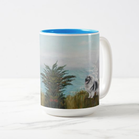 Grote mok met Keeshond (Voorkant rechts)