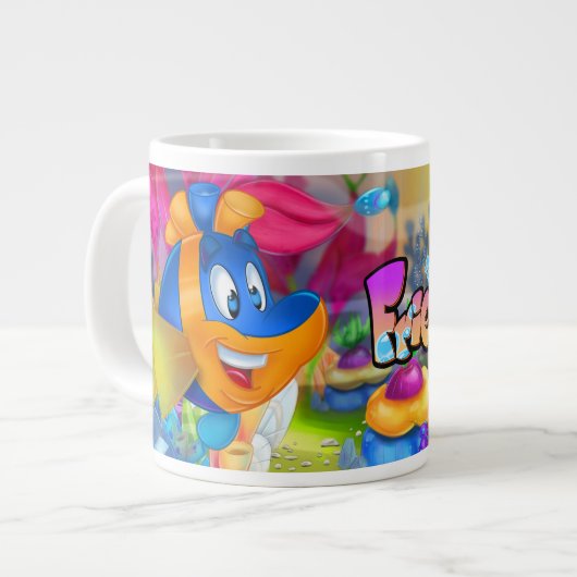 Grote mok van de cartoon van FriendFish (Links)