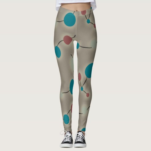 Grote moleculen in de scène Blauw grijs Leggings (Voorkant)