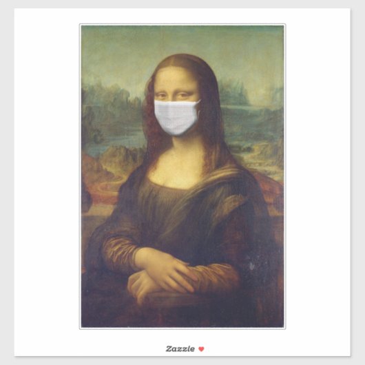 GROTE MONALISA MET MASKDECAL STICKER (Vel)