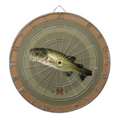 Grote Mond Bass Fish Sport Hobby Monogram Mannen Dartbord (Voorkant)