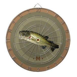 Grote Mond Bass Fish Sport Hobby Monogram Mannen Dartbord