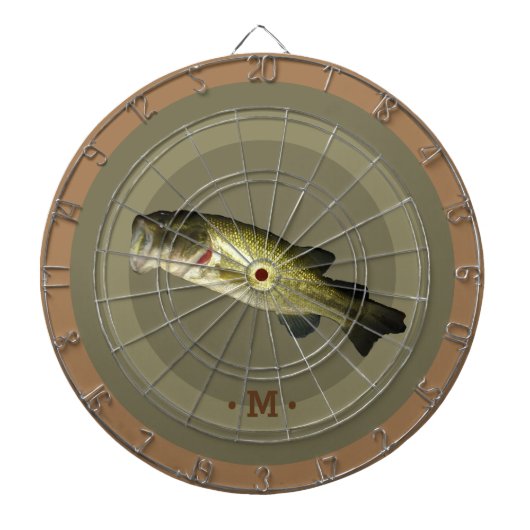 Grote Mond Bass Fish Sport Hobby Monogram Mannen Dartbord (Voorkant)