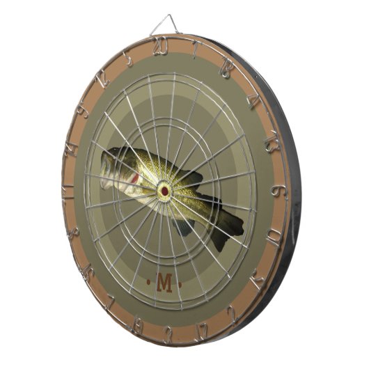Grote Mond Bass Fish Sport Hobby Monogram Mannen Dartbord (Voorkant Rechts)