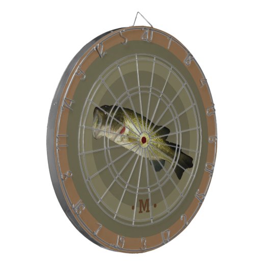 Grote Mond Bass Fish Sport Hobby Monogram Mannen Dartbord (Voorkant Links)